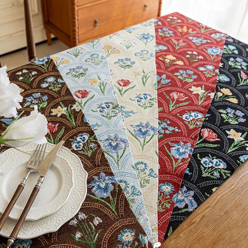 Bluejw Ychon French Retro Style Table Runner  Tablecloth Polyester Table Runner for Wedding Parties for Home Decor - Image 3